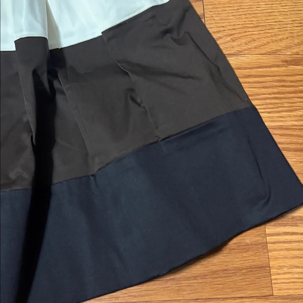 Kate Spade Colorblock Pleated Mini Skirt Cream Brown Black